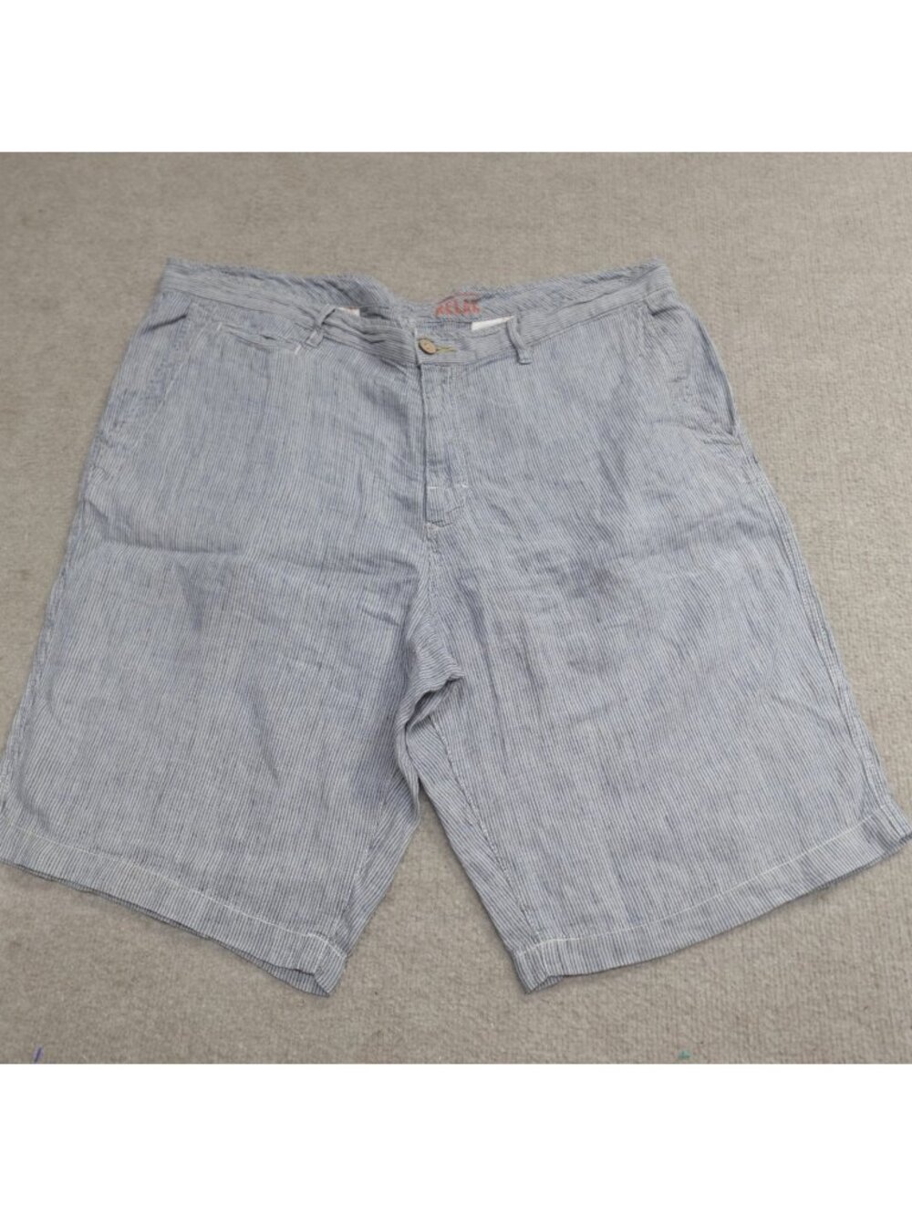Tommy Bahama Shorts 40 Blue 100% Linen Hickory Striped 11" in
